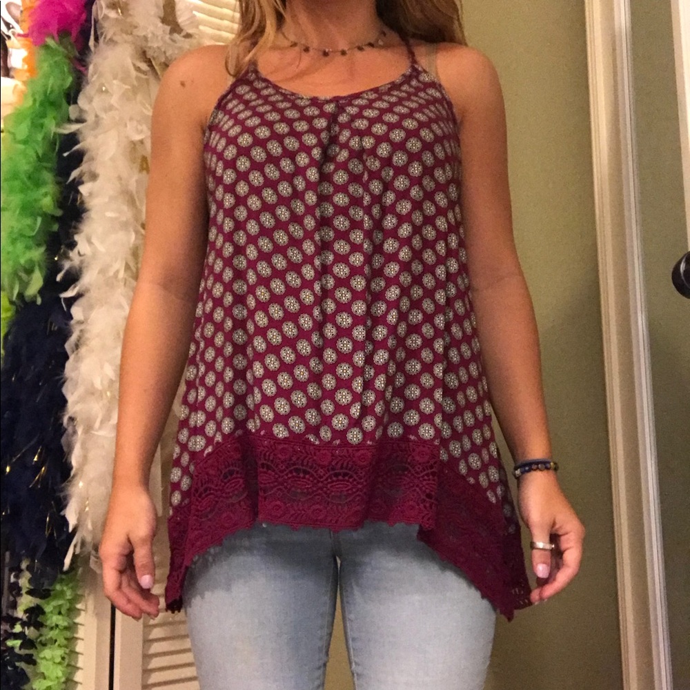 Plum Tank Top with Lace